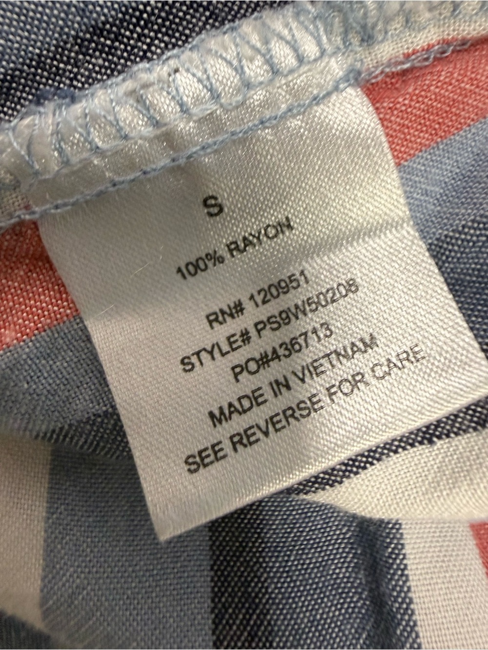 Striped Button-Front Midi Dress in Blue, Cream & Coral Size Small - Picture 8 of 10